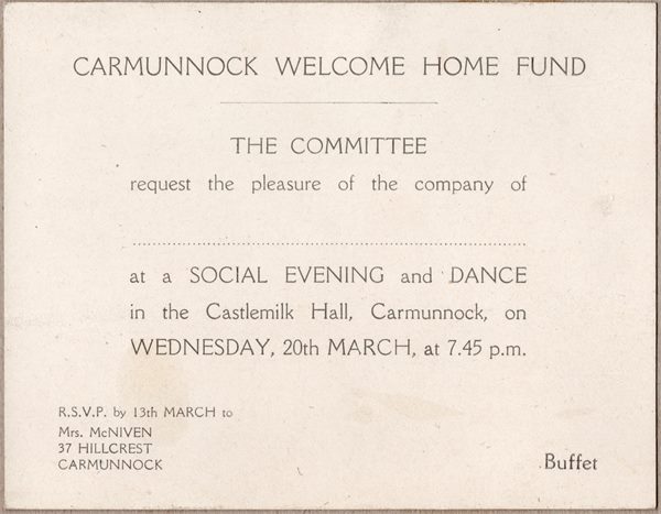 Invitation to the Welcome Home Dance